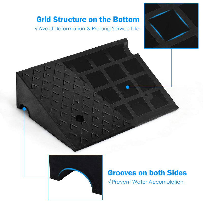 Load image into Gallery viewer, 2PCS Rubber Car Curb Ramps, 6" Rise Portable Lightweight Threshold Ramp Set - GoplusUS