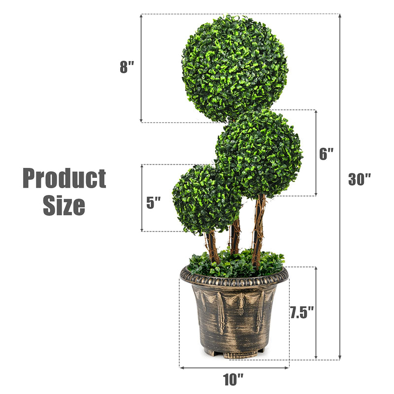 Load image into Gallery viewer, 2.5 Ft/3 Ft Artificial Boxwood Topiary Tree, Fake Greenery Plants Triple Ball Tree - GoplusUS