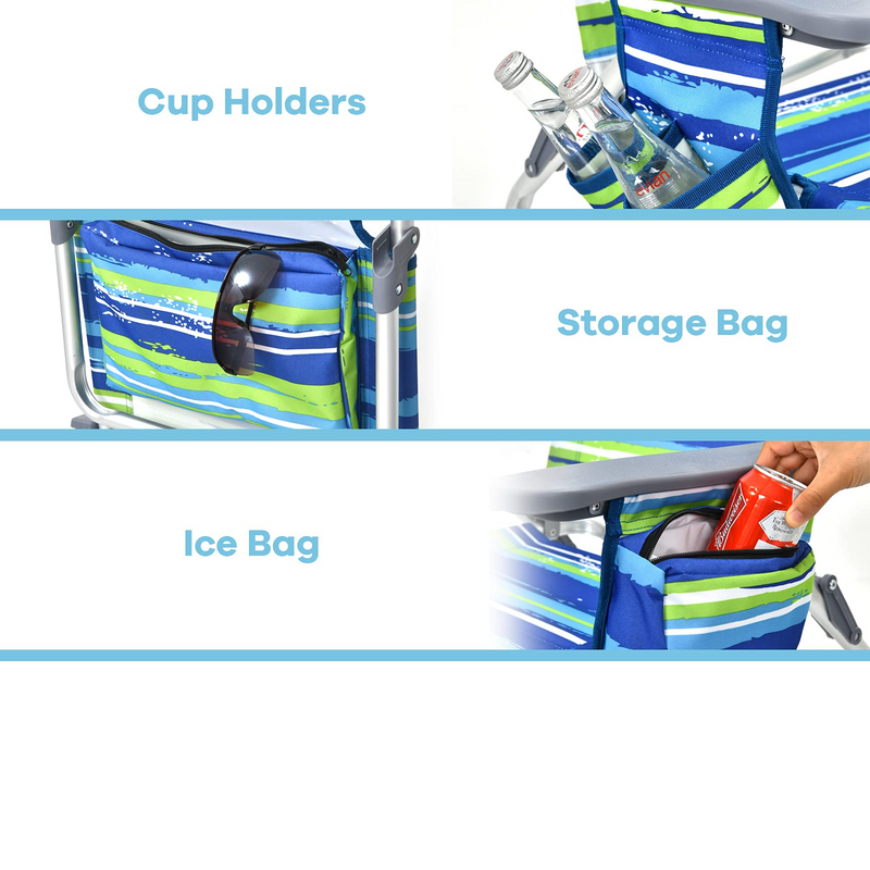 Load image into Gallery viewer, Goplus Backpack Beach Chairs, 2 Pcs Portable Camping Chairs with Cool Bag and Cup Holder (Without Side Table) - GoplusUS