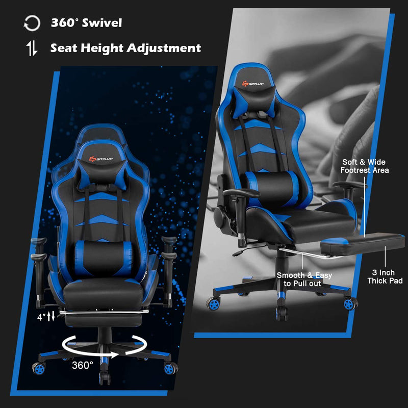 Load image into Gallery viewer, Massage Gaming Chair, Reclining Backrest, Handrails and Seat Height Adjustment - GoplusUS