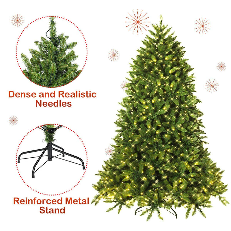 Load image into Gallery viewer, 7.5ft Prelit Christmas Tree, Premium Hinged Artificial Fir Tree - GoplusUS