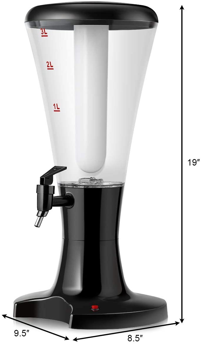 Load image into Gallery viewer, Beer Tower Dispenser 3L Cold Draft Beer Tower Beverage Dispenser with LED Lights & Removable Ice Tube - GoplusUS