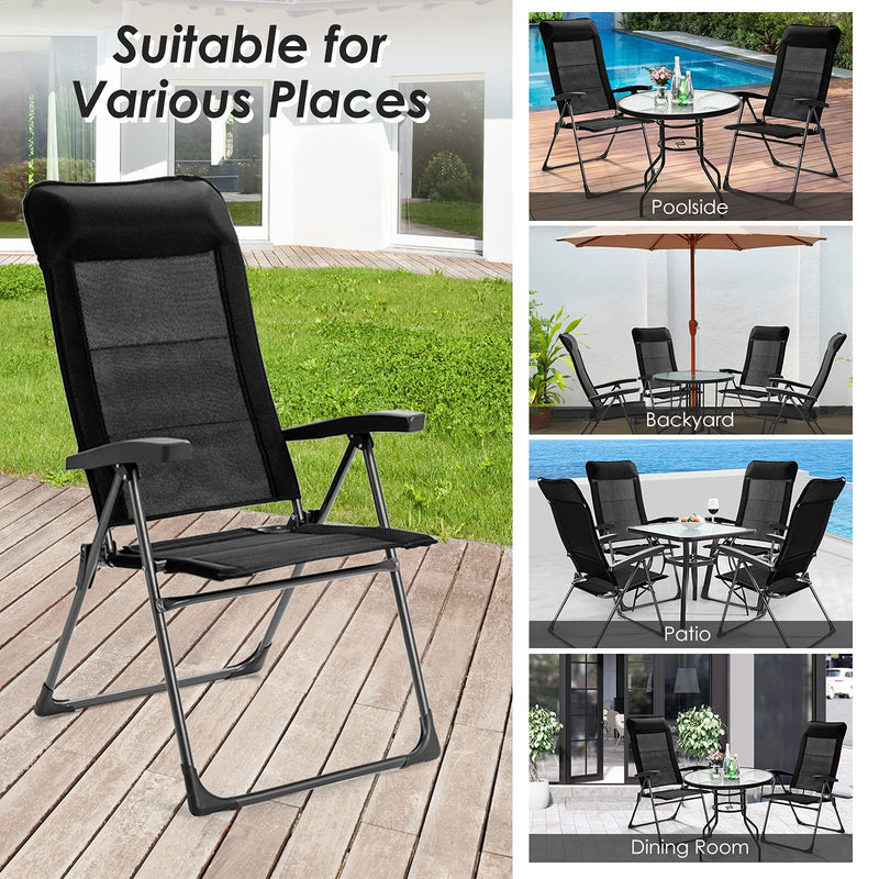 Load image into Gallery viewer, Folding Patio Sling Chairs, Portable Dining Chair with Headrest - GoplusUS