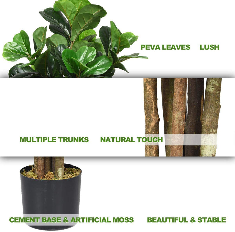 Load image into Gallery viewer, Fake Fiddle Leaf Fig Tree Artificial Greenery Plants in Pots Decorative Trees (5ft) - GoplusUS