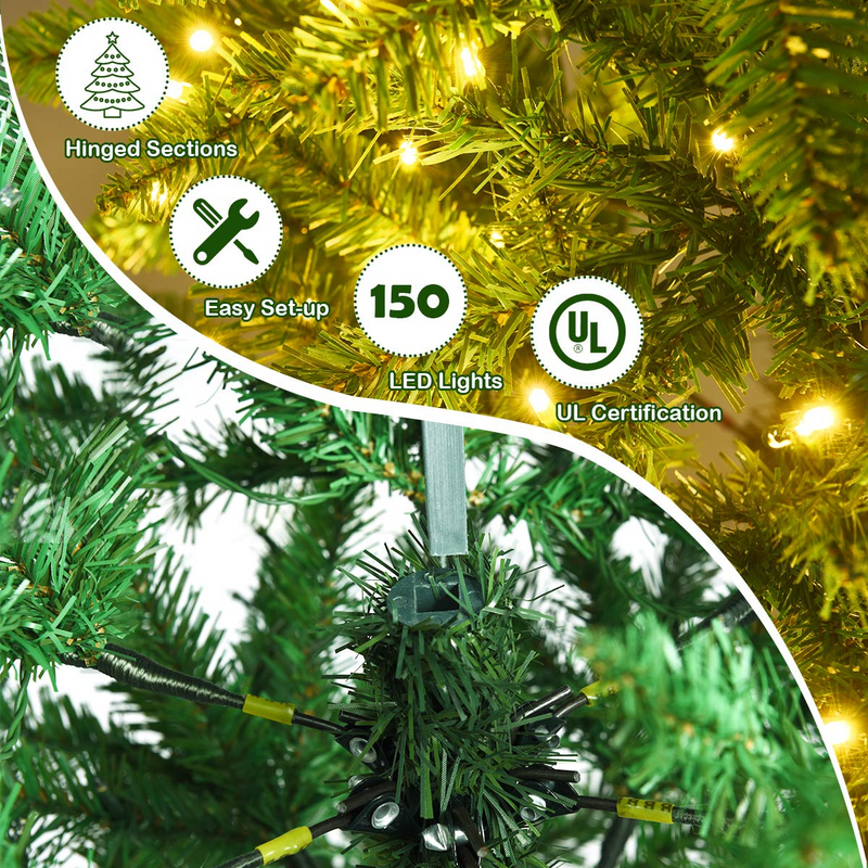 Load image into Gallery viewer, Goplus 5ft Pre-lit Artificial Christmas Tree, Hinged Fir Pencil Christmas Tree with Lights - GoplusUS