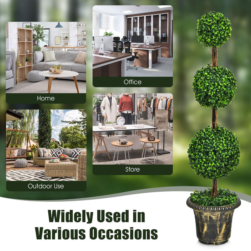 Load image into Gallery viewer, 3 Ft /4 Ft Artificial Boxwood Topiary Tree, Fake Greenery Plants Ball Tree - GoplusUS