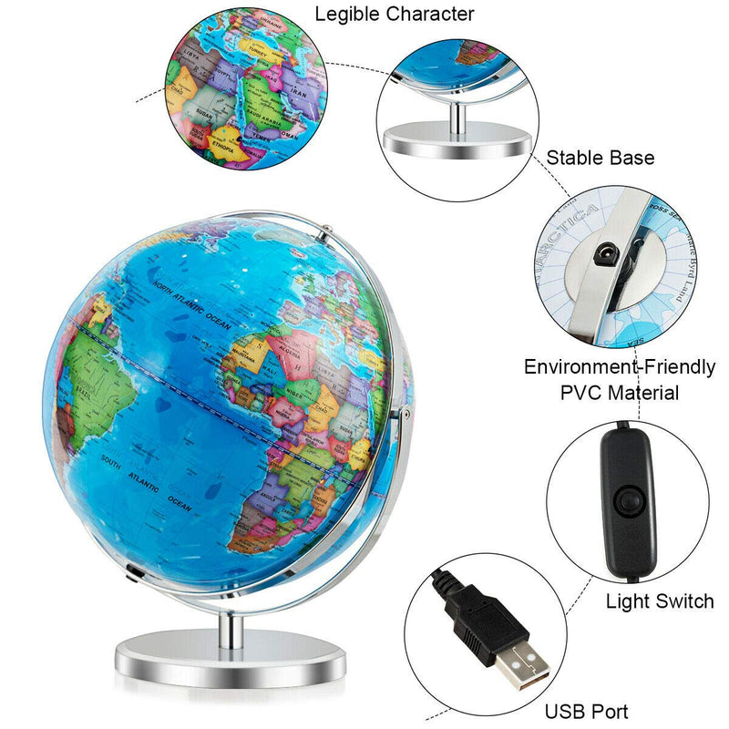 Load image into Gallery viewer, Desktop World Globe, Educational Geographic World Globe with LED Lights - GoplusUS