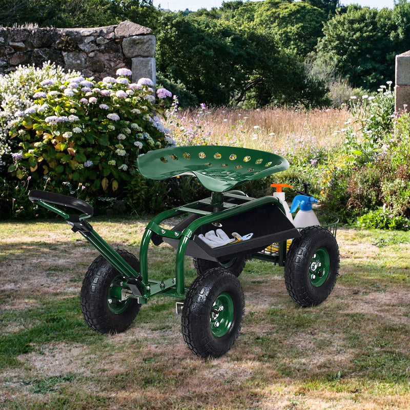 Load image into Gallery viewer, Garden Cart Gardening Workseat w/Wheels, Patio Wagon Scooter for Planting - GoplusUS