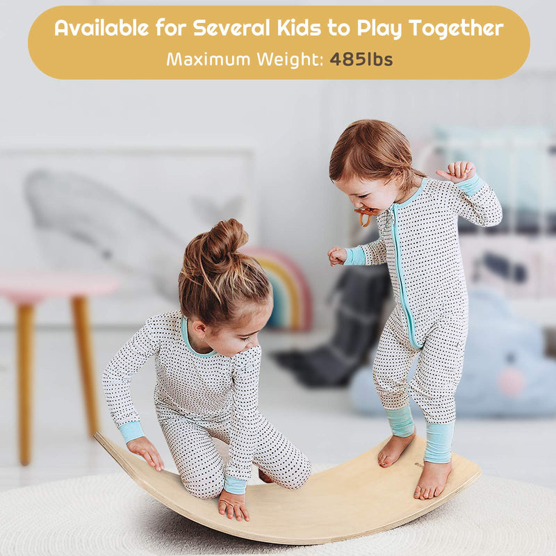 Load image into Gallery viewer, Wooden Balance Board Curvy Wobble Board