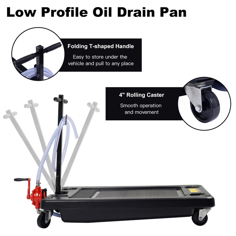 Load image into Gallery viewer, Goplus Portable Oil Drain Pan with Pump 17 Gallon Low Profile Oil Change Pan for Truck Car with 8' Hose - GoplusUS