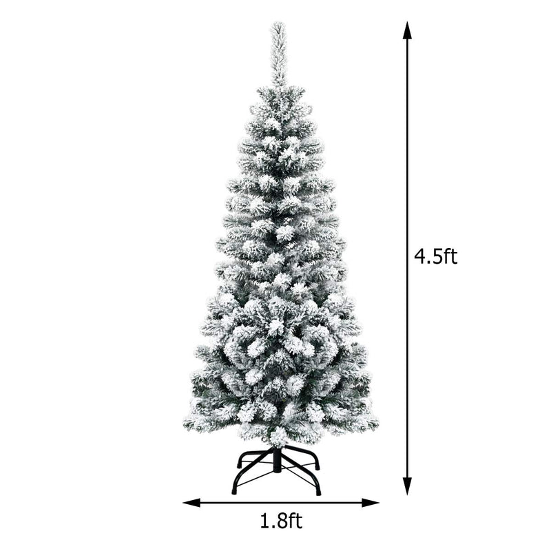 Load image into Gallery viewer, Goplus Artificial Snow Flocked Christmas Tree, Slim Xmas Snowy Tree for Indoor and Outdoor Use - GoplusUS