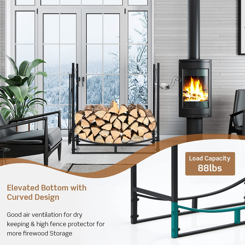 Load image into Gallery viewer, Firewood Rack with Tool Set 36' /30' Fireplace Log Holder - GoplusUS
