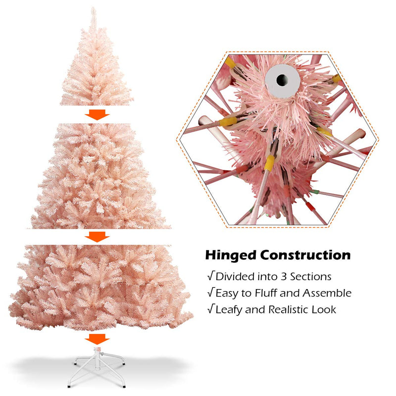 Load image into Gallery viewer, Artificial Pink Christmas Tree, 6ft/7ft Premium Unlit Hinged Spruce Full Tree - GoplusUS