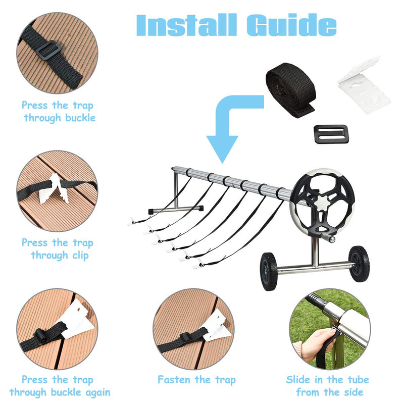 Load image into Gallery viewer, 21FT Pool Cover Reel Set, Aluminum Pool Solar Cover Reel - GoplusUS