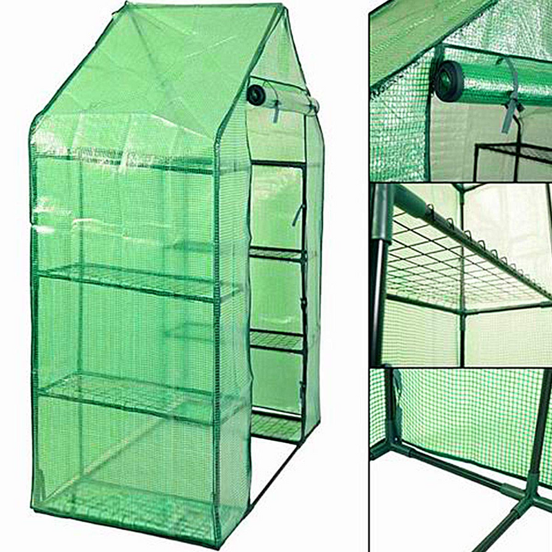 Load image into Gallery viewer, Green House Walk in Plant Gardening Greenhouse Plastic 4-Tier 8 Shelves for Indoor Outdoor, 4.9" x 2.5" x 6.4" - GoplusUS