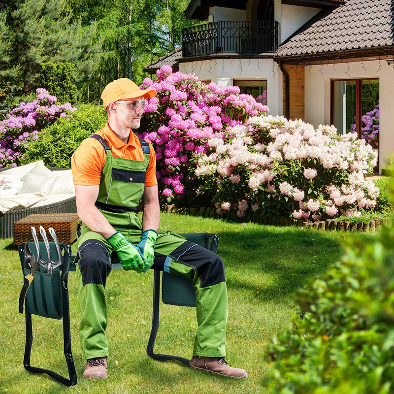 Load image into Gallery viewer, Foldable Garden Kneeler and Seat, Portable Garden Stool w/ 2 Bonus Tool Pouches and EVA Foam Pad - GoplusUS