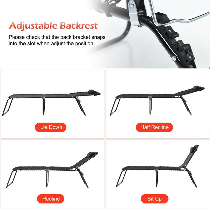 Load image into Gallery viewer, Folding Beach Lounge Chair Black/Gray) - GoplusUS