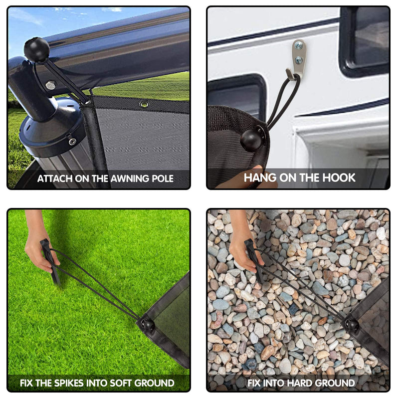 Load image into Gallery viewer, RV Awning Side Sun Shade, 9" x 7" Black Mesh Sunshade Screen with Complete Kits