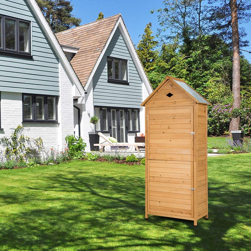Load image into Gallery viewer, Outdoor Storage Shed, Lockable Fir Wood Garden Tool Storage Cabinet - GoplusUS