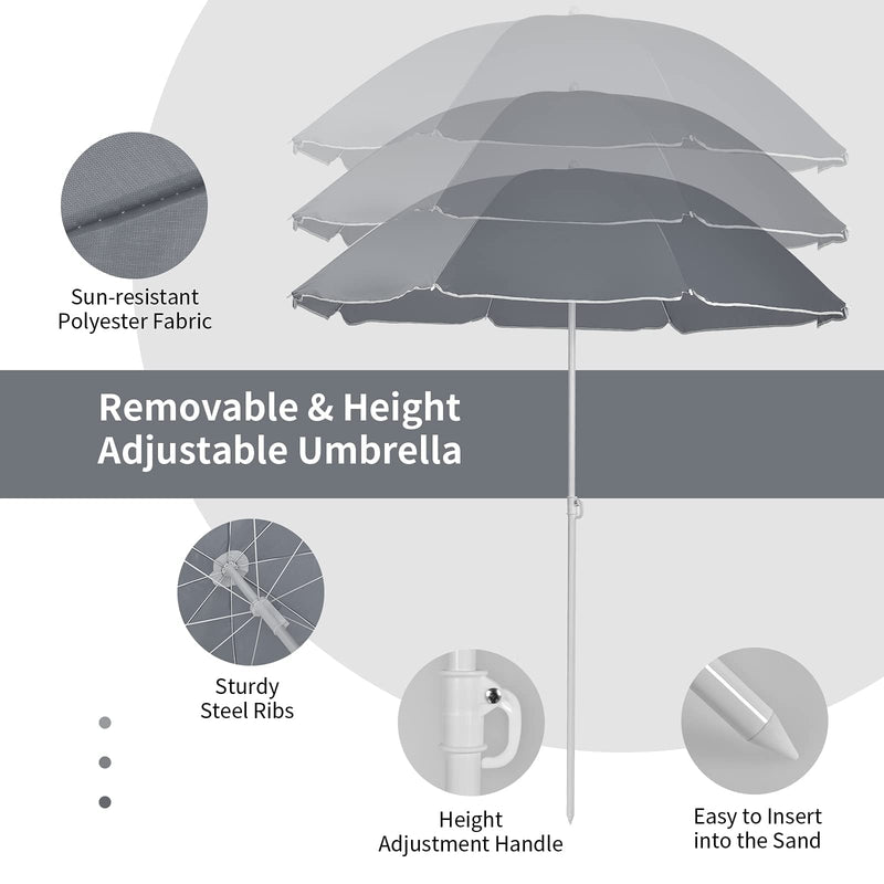 Load image into Gallery viewer, Double Folding Picnic Chairs Umbrella Mini Table Beverage Holder Carrying Bag - GoplusUS