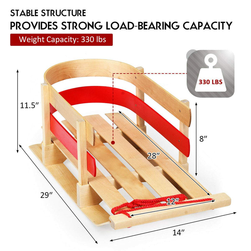Load image into Gallery viewer, Wooden Sled, Snow Wood Sled Pull Steering Slider with Solid Wood Seat
