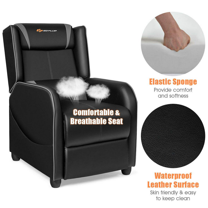 Load image into Gallery viewer, Goplus Massage Gaming Recliner Chair, Racing Style PU Leather Single Recliner Sofa with Footrest - GoplusUS