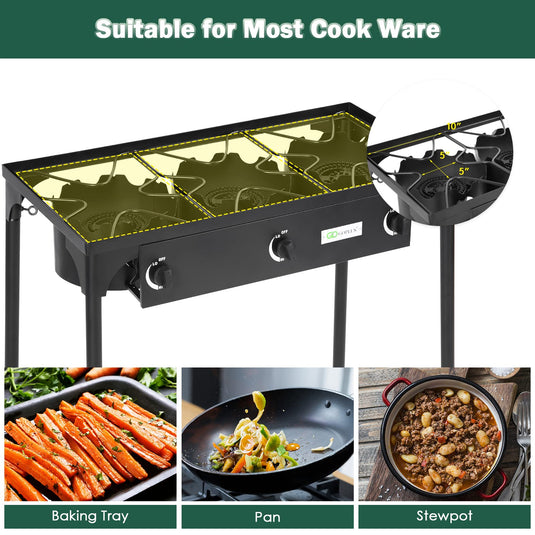 Outdoor Stove Portable Propane Gas Cooker Iron Cast Patio Burner - GoplusUS