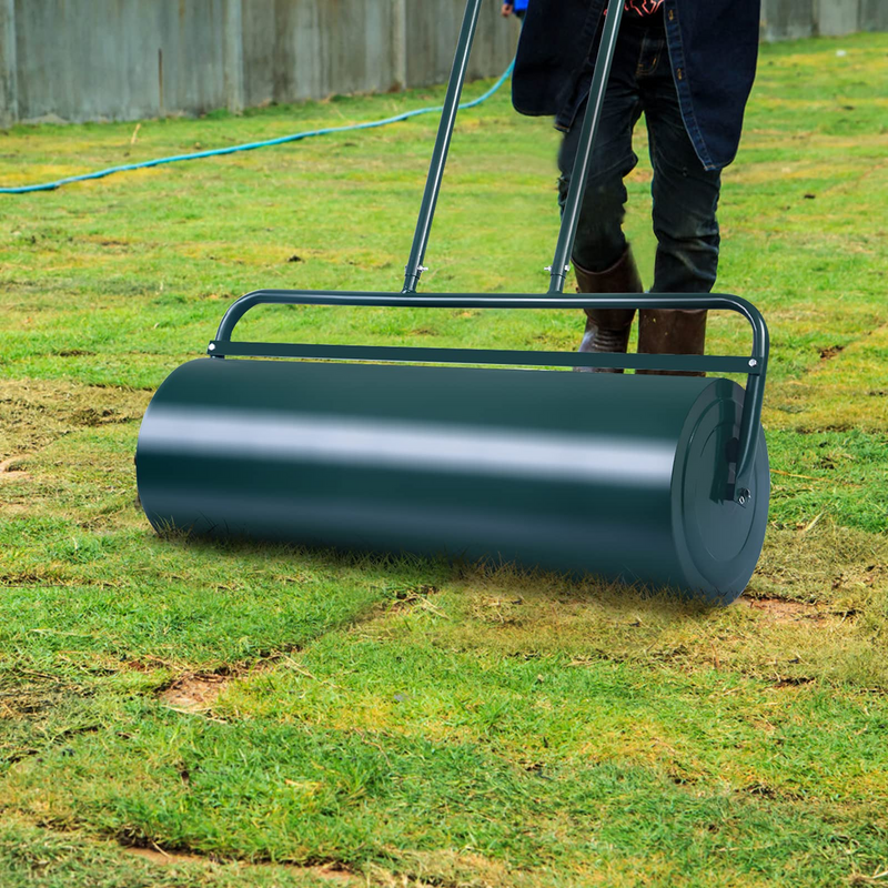 Load image into Gallery viewer, Lawn Roller Tow Behind Water Filled Push for Garden, Green - GoplusUS