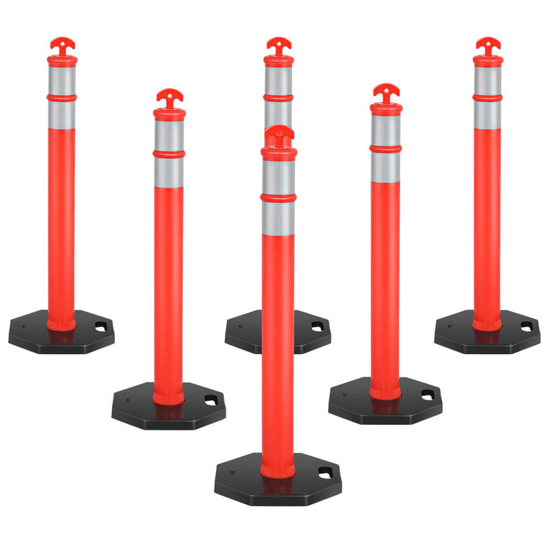 Load image into Gallery viewer, 45" Delineator Post Cone, 6 Pack Traffic Cone Safety Barrier with 4" Reflective Collars - GoplusUS