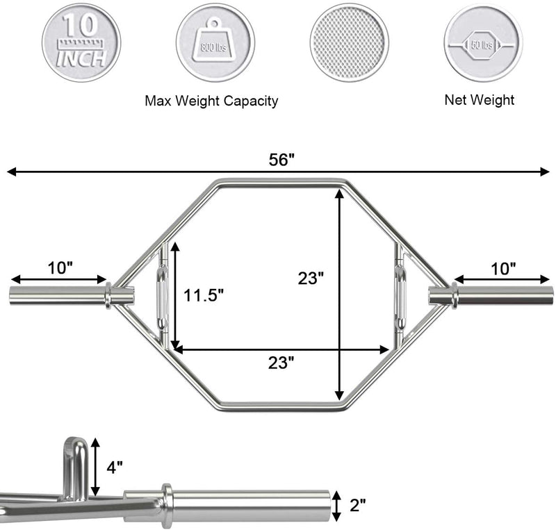 Load image into Gallery viewer, Folding Trap Bar 56" Chrome Finish Hex Weight Lifting Bar Deadlift Bar with Two-Handle - GoplusUS