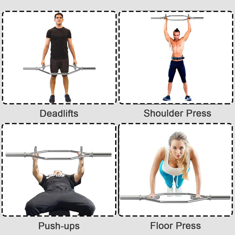 Load image into Gallery viewer, Folding Trap Bar 56" Chrome Finish Hex Weight Lifting Bar Deadlift Bar with Two-Handle - GoplusUS