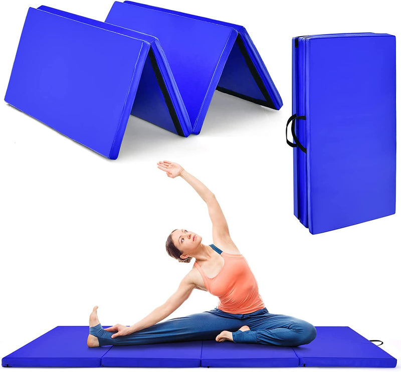 Load image into Gallery viewer, Goplus 8' x 4' Folding Gymnastics Mat, 2" Thick 4 Fold Exercise Tumbling Mat with Carrying Handles for Home Gym Fitness