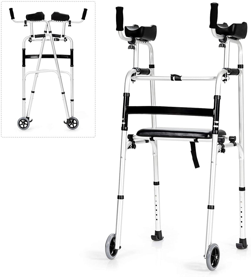 Load image into Gallery viewer, Foldable Standard Walker, Lightweight Aluminum Alloy Rehabilitation Auxiliary Walker - GoplusUS