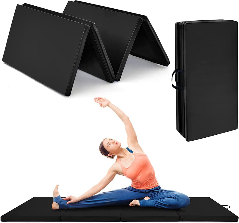 Load image into Gallery viewer, Goplus 8' x 4' Folding Gymnastics Mat, 2" Thick 4 Fold Exercise Tumbling Mat with Carrying Handles for Home Gym Fitness