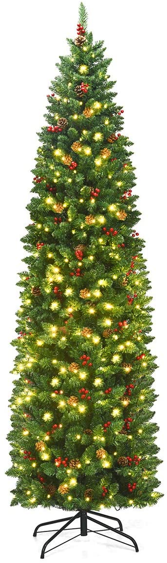Load image into Gallery viewer, Goplus Pre-Lit Pencil Christmas Tree - GoplusUS