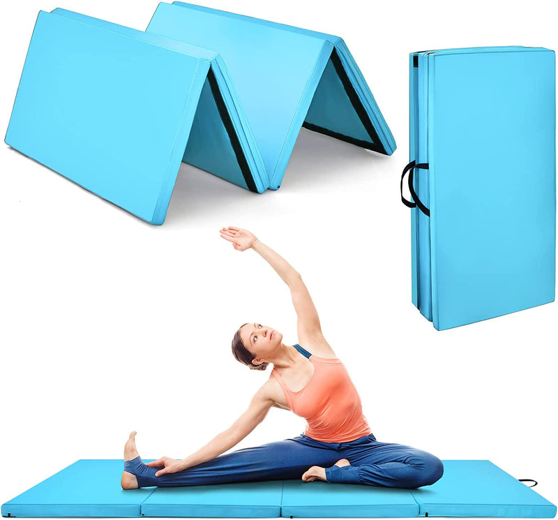Load image into Gallery viewer, Goplus 8' x 4' Folding Gymnastics Mat, 2" Thick 4 Fold Exercise Tumbling Mat with Carrying Handles for Home Gym Fitness