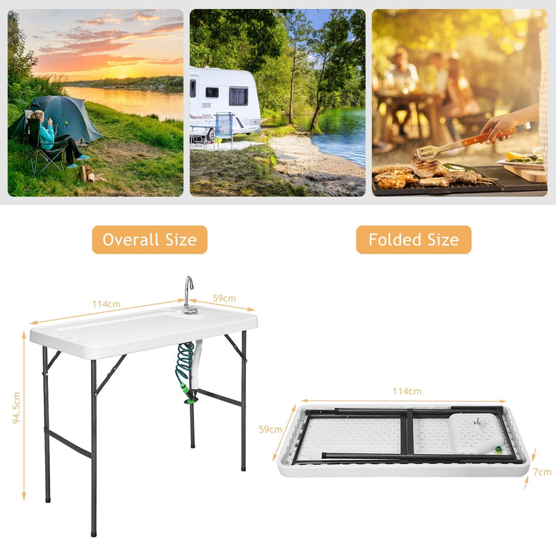 Load image into Gallery viewer, Folding Fish Table Fillet Hunting Cleaning Cutting Camping Sink Table - GoplusUS