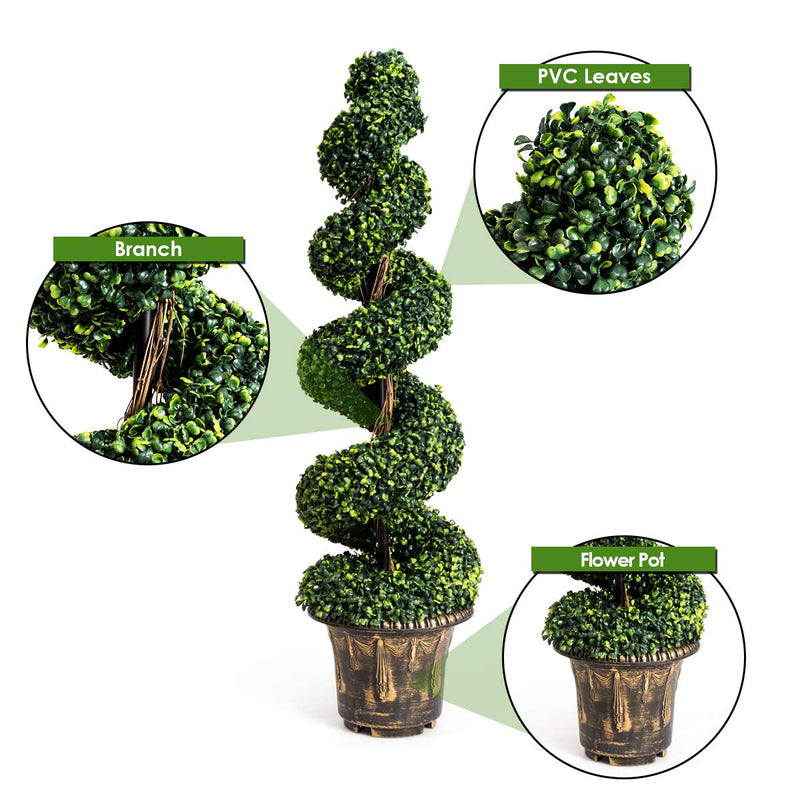 Load image into Gallery viewer, 4 Ft Artificial Boxwood Spiral Tree, Fake Greenery Plants - GoplusUS