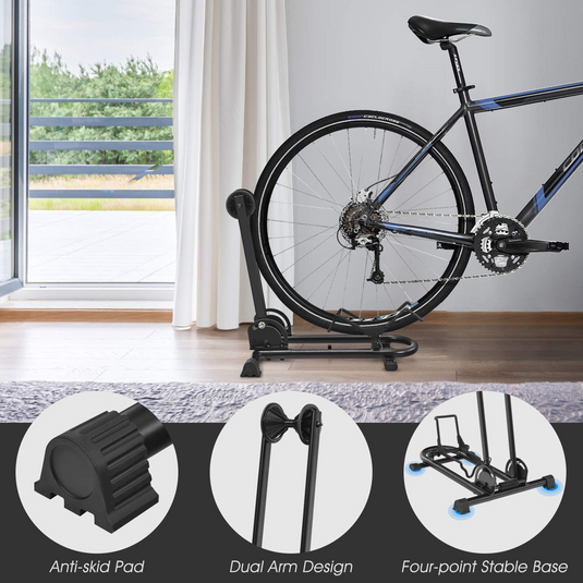 Goplus Foldable Bicycle Floor Stand, Steel Bike Parking Rack Fits 20"-29" Bikes - GoplusUS