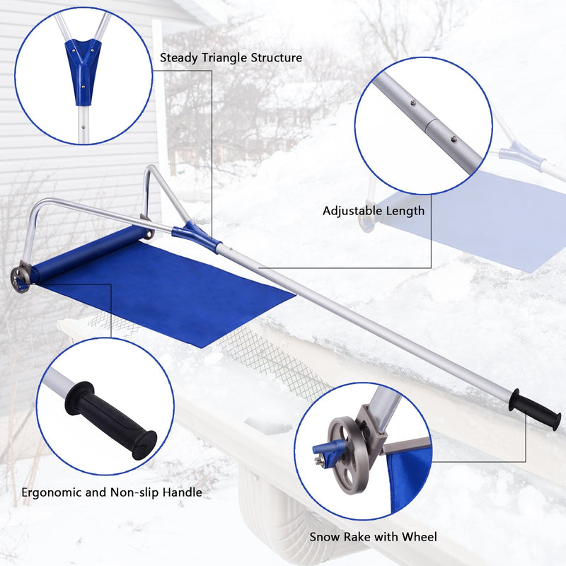 Load image into Gallery viewer, Roof Snow Rake Removal Tool 20 ft with Adjustable Telescoping Handle and Wheels