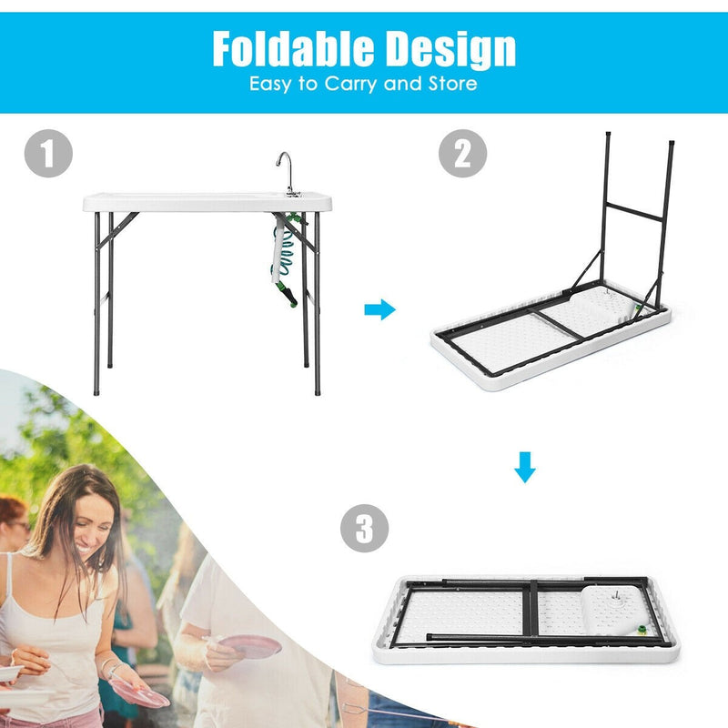 Load image into Gallery viewer, Folding Fish Table Fillet Hunting Cleaning Cutting Camping Sink Table - GoplusUS