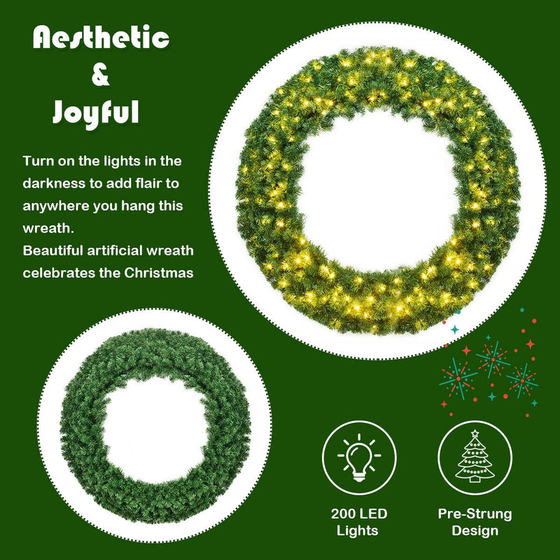 Load image into Gallery viewer, 48" Pre-lit Cordless Artificial Christmas Wreath - GoplusUS