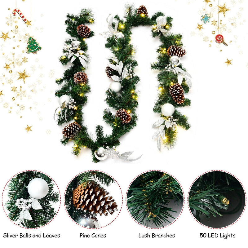 Load image into Gallery viewer, 9FT Pre-lit Christmas Garland, with 50 LED Lights - GoplusUS