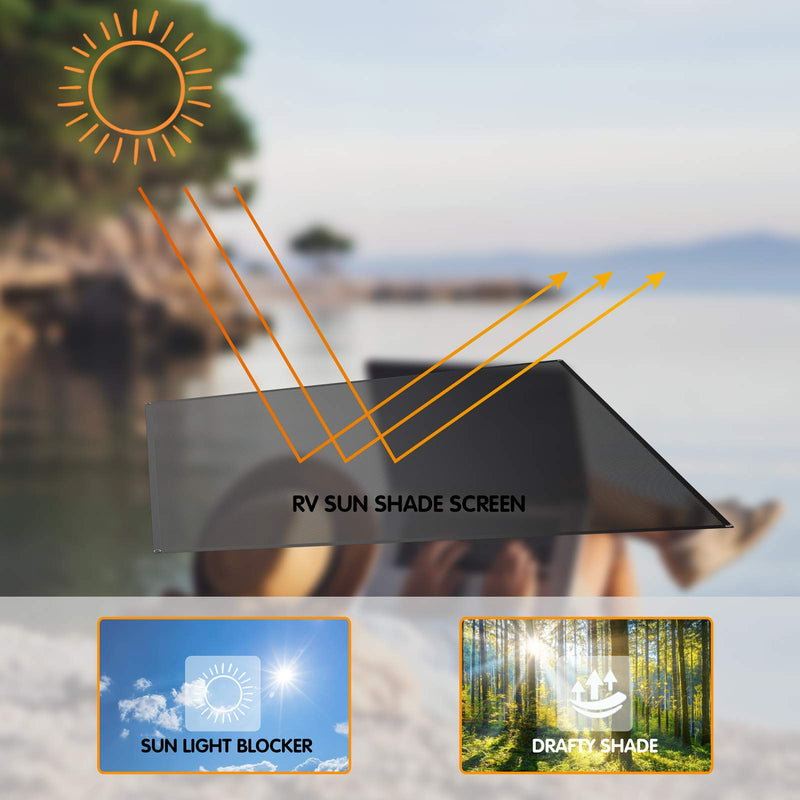 Load image into Gallery viewer, RV Awning Side Sun Shade, 9" x 7" Black Mesh Sunshade Screen with Complete Kits