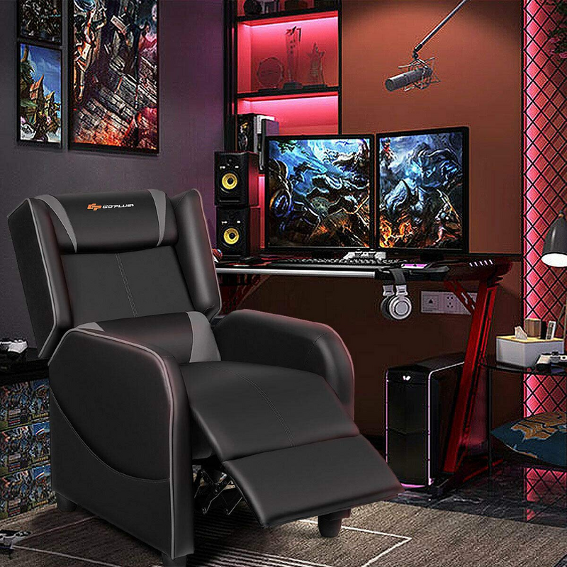 Load image into Gallery viewer, Goplus Massage Gaming Recliner Chair, Racing Style PU Leather Single Recliner Sofa with Footrest - GoplusUS