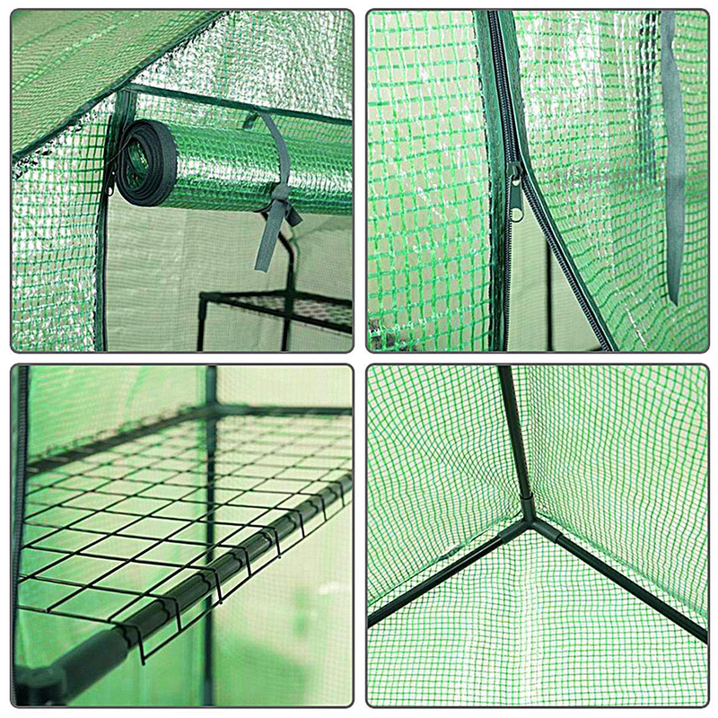 Load image into Gallery viewer, Green House Walk in Plant Gardening Greenhouse Plastic 4-Tier 8 Shelves for Indoor Outdoor, 4.9" x 2.5" x 6.4" - GoplusUS
