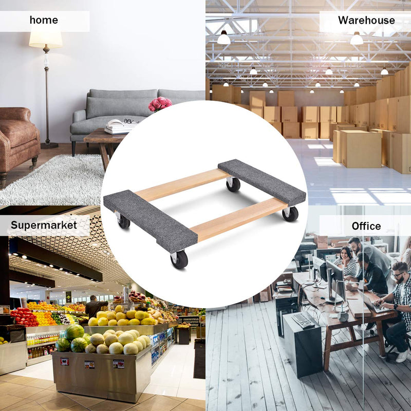 Load image into Gallery viewer, Moving Dolly Heavy Duty Wood Furniture Dllies Movers Carrier (30"x18" with Carpet End) - GoplusUS