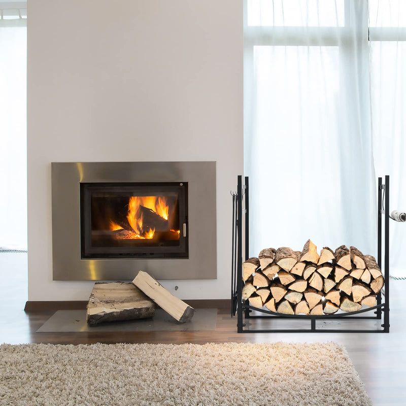 Load image into Gallery viewer, Firewood Rack with Tool Set 36' /30' Fireplace Log Holder - GoplusUS