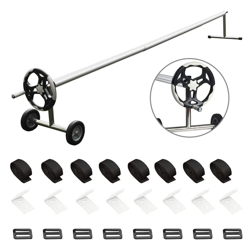 Load image into Gallery viewer, 21FT Pool Cover Reel Set, Aluminum Pool Solar Cover Reel - GoplusUS