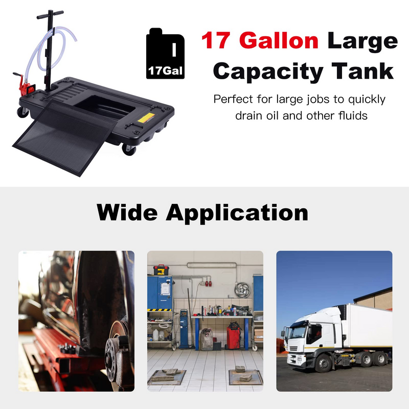 Load image into Gallery viewer, Goplus Portable Oil Drain Pan with Pump 17 Gallon Low Profile Oil Change Pan for Truck Car with 8' Hose - GoplusUS